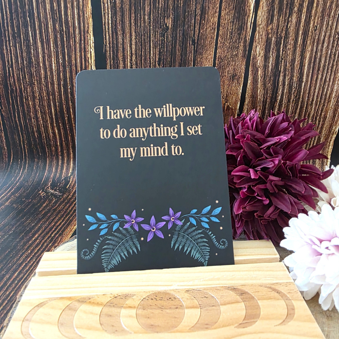 Dark Forest Affirmation Cards with Wooden Stand