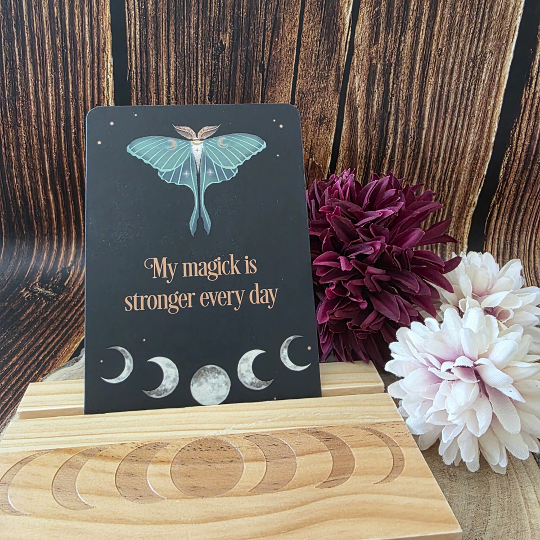 Dark Forest Affirmation Cards with Wooden Stand