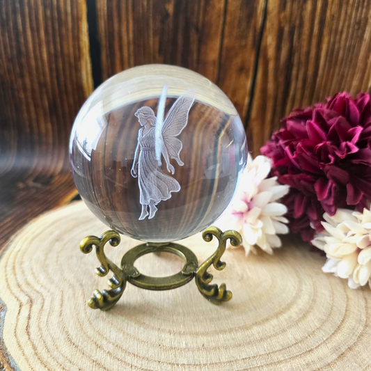 Fairy Laser Engraved Crystal Ball