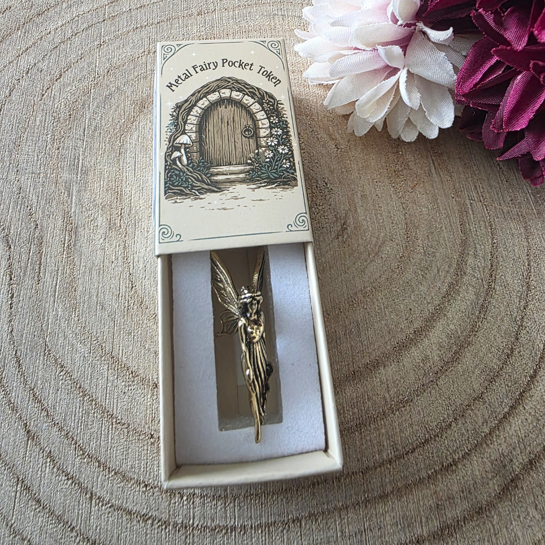 Fairy Metal Pocket Tokens in Fairy Door Display Box
