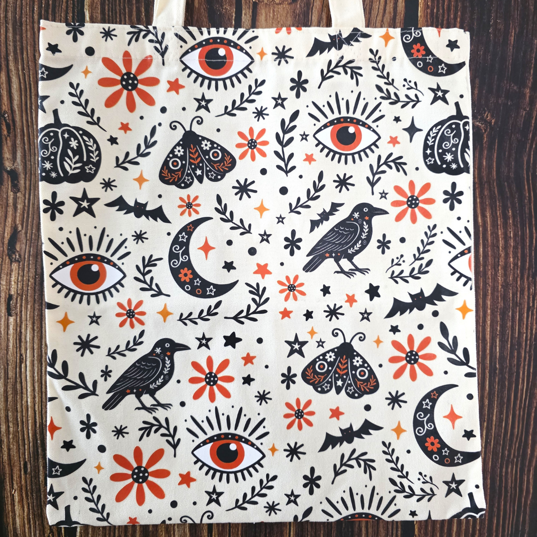 Frightful Folk Print Tote Bag