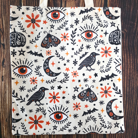 Frightful Folk Print Tote Bag