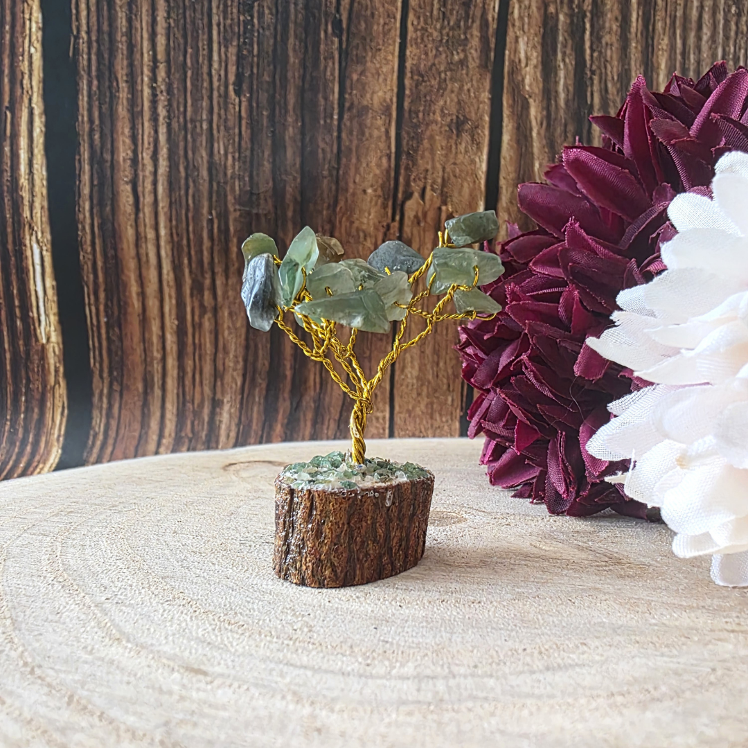 Mini Gemstone Trees on Wood Base - Green Aventurine