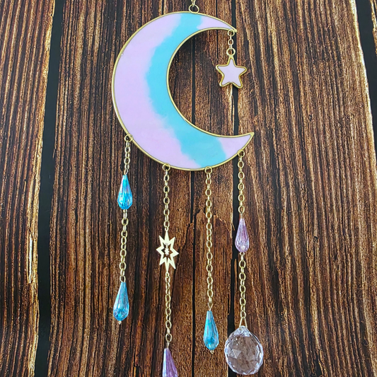 Iridescent Crescent Moon Suncatcher