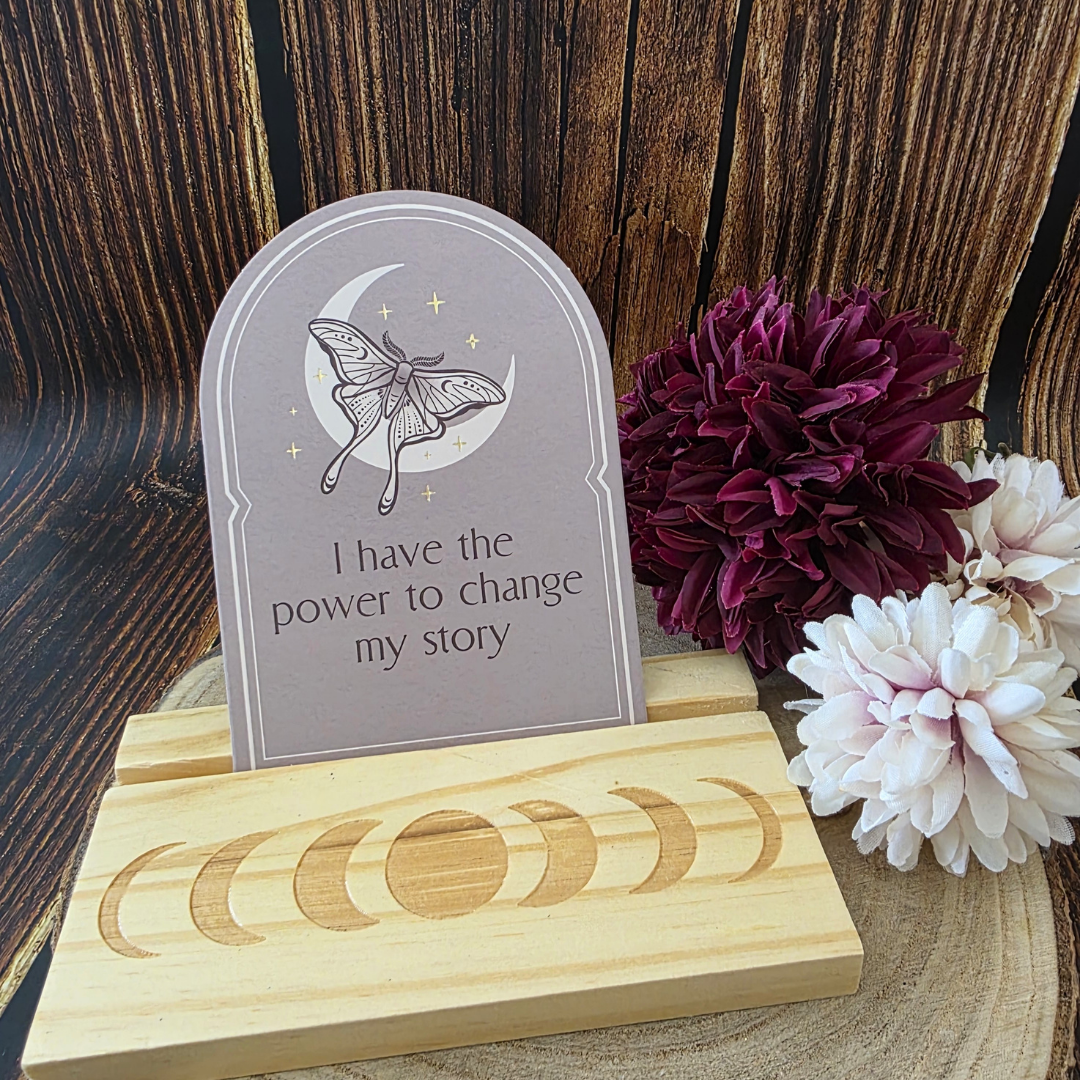 Luna Moth Affirmation Cards with Wooden Stand