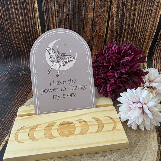 Luna Moth Affirmation Cards with Wooden Stand