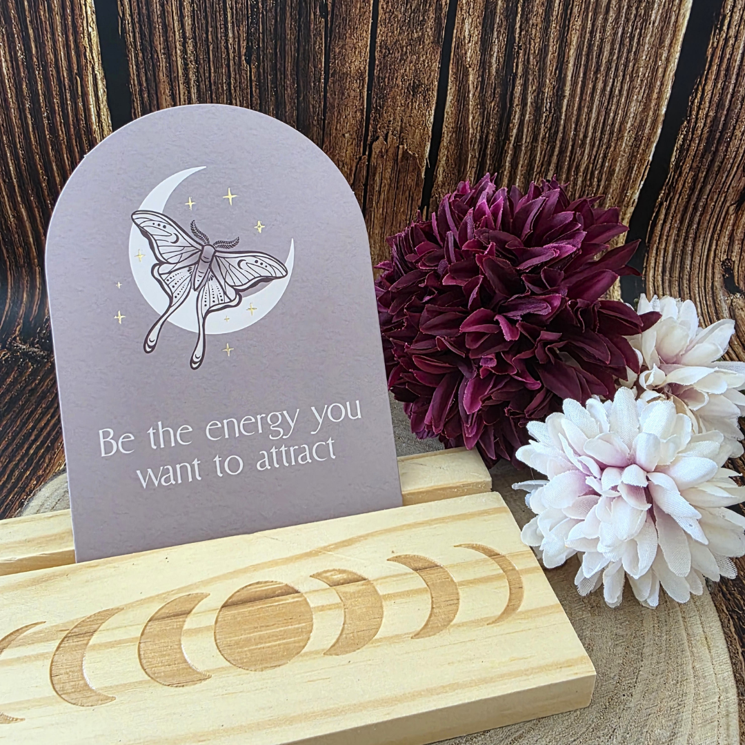 Luna Moth Affirmation Cards with Wooden Stand