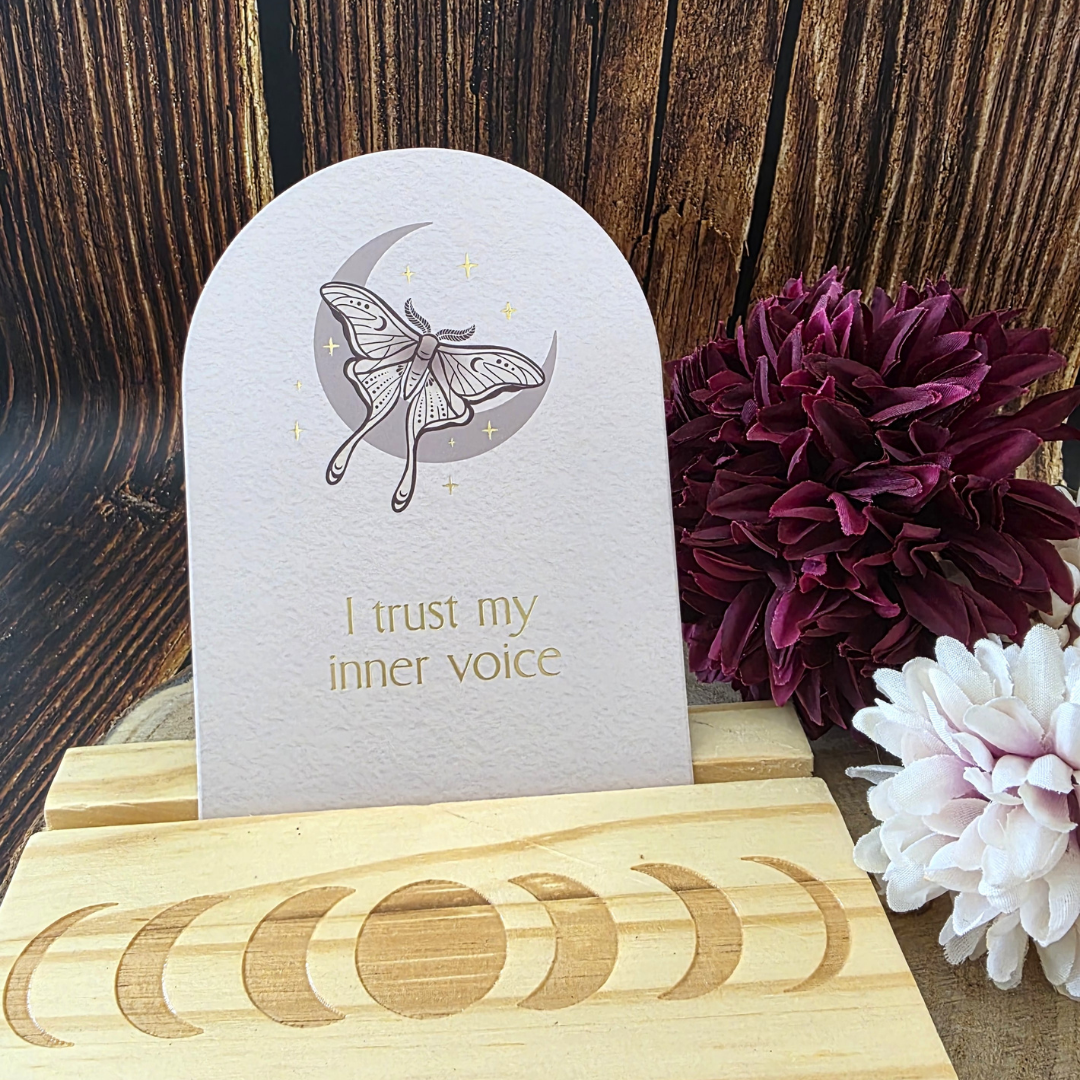 Luna Moth Affirmation Cards with Wooden Stand
