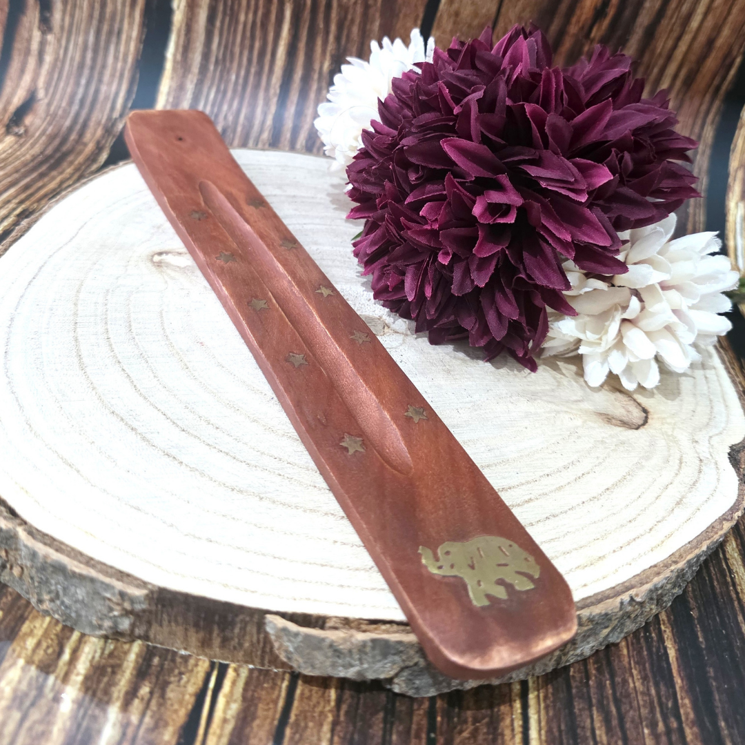 Mango Wood Ash Catcher with Brass Inlays