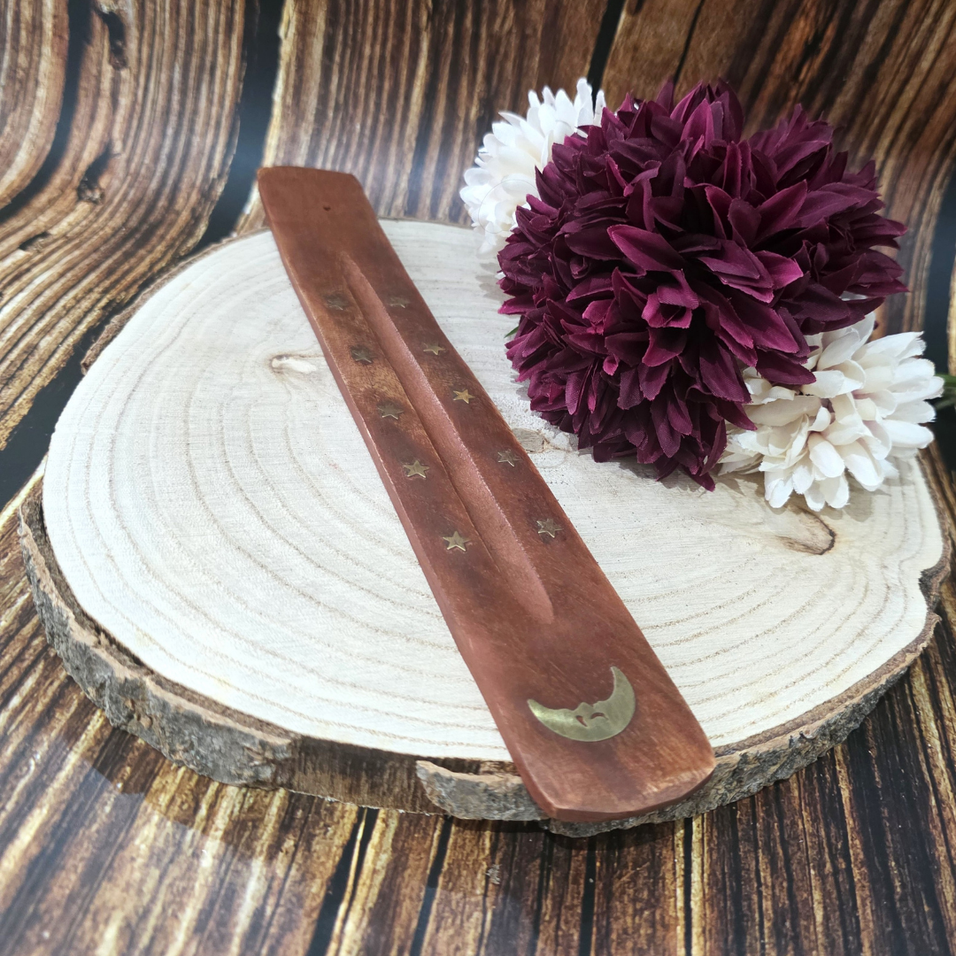 Mango Wood Ash Catcher with Brass Inlays
