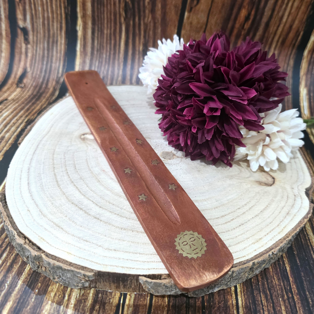 Mango Wood Ash Catcher with Brass Inlays