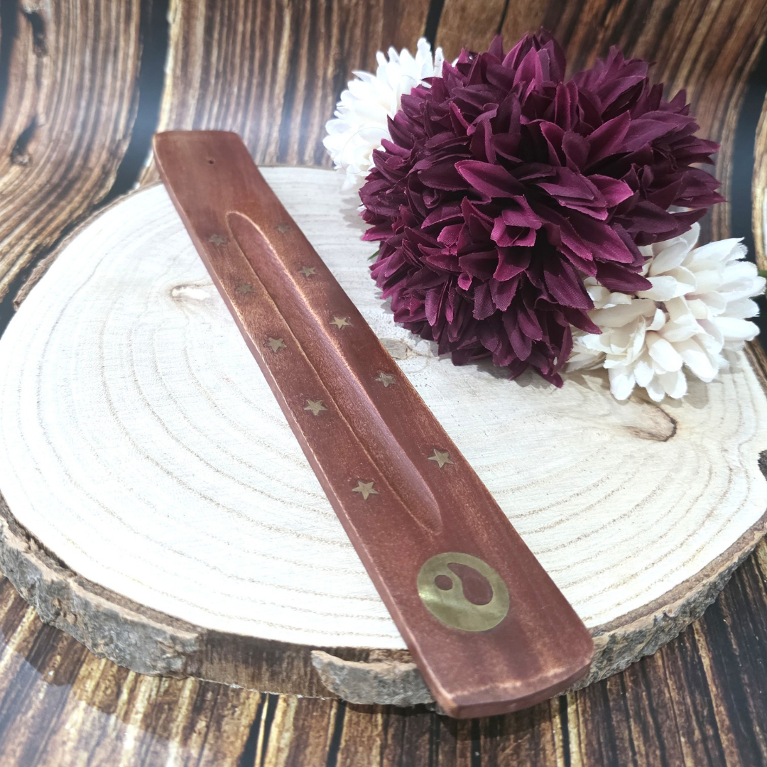 Mango Wood Ash Catcher with Brass Inlays