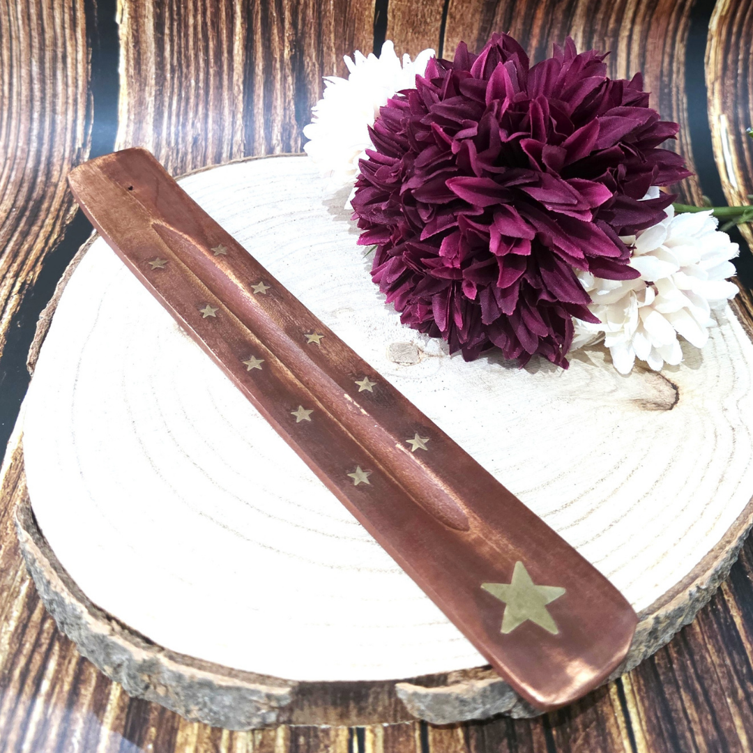 Mango Wood Ash Catcher with Brass Inlays