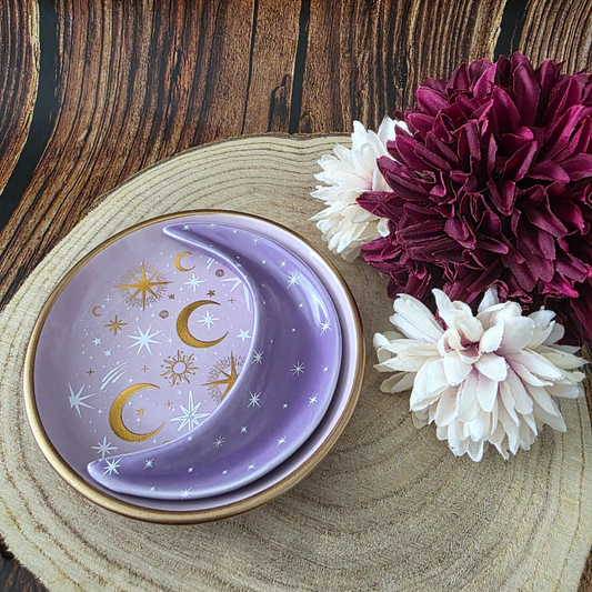 Purple Celestial Moon Stacked Trinket Dish