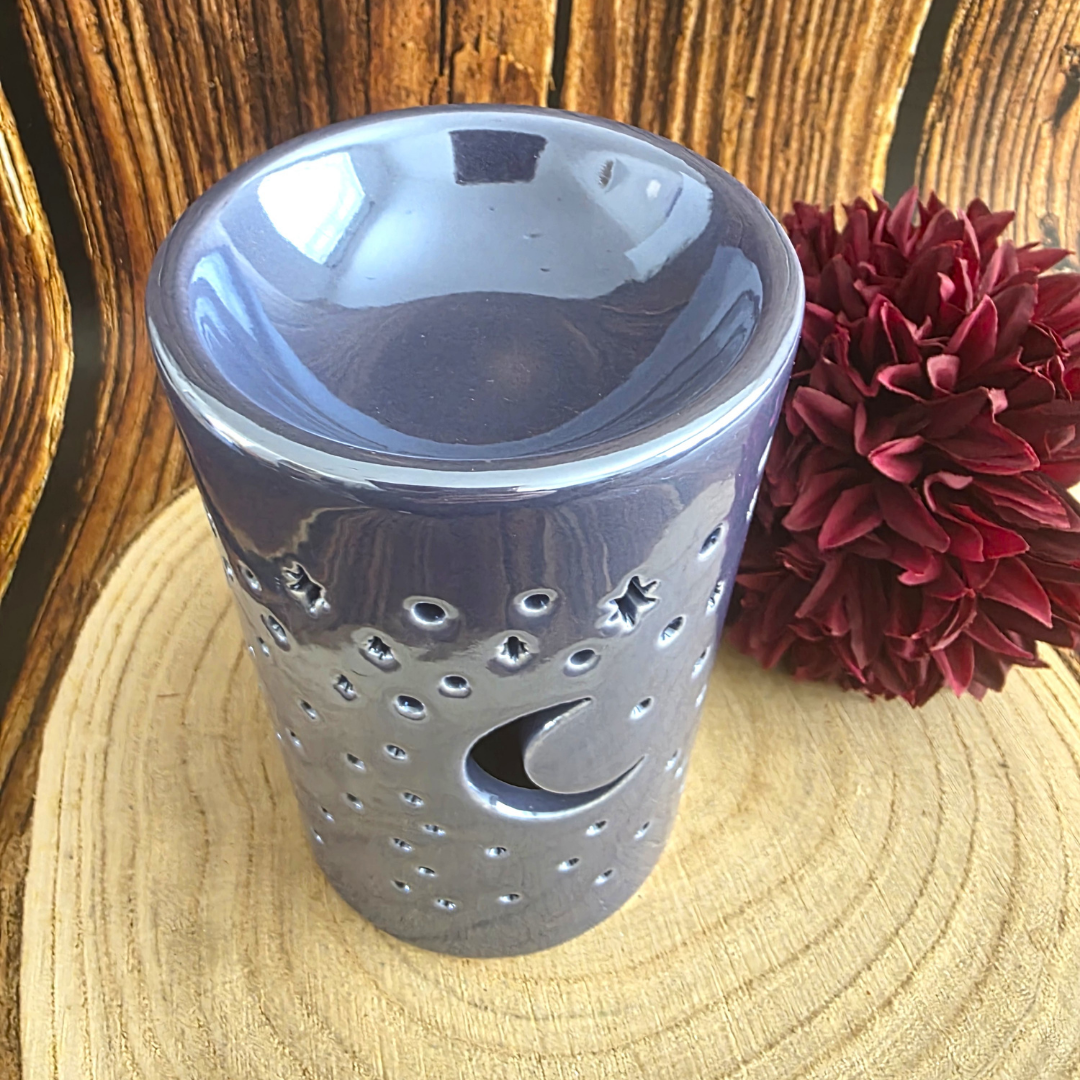 Iridescent Purple Crescent Moon Pillar Burner
