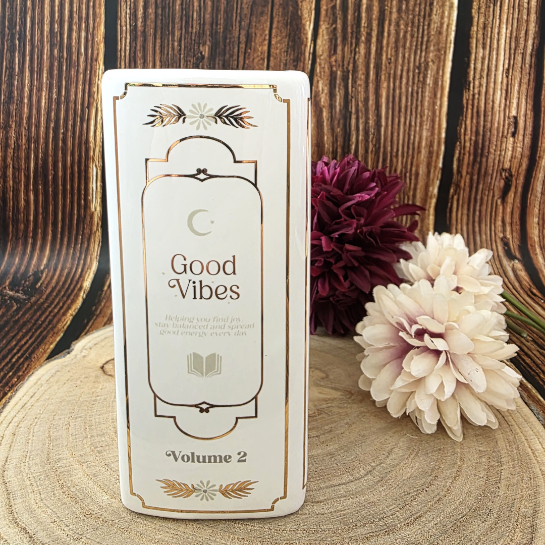 'Good Vibes' Book Shaped Vase